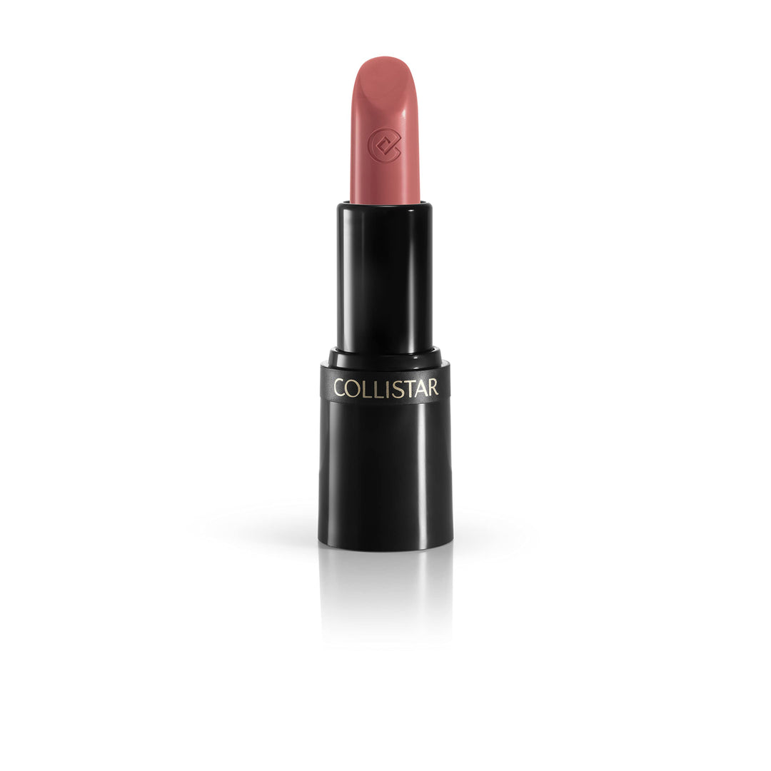 Creamy radiant lipstick in black recyclable case, neutral pink shade, 3.5 g