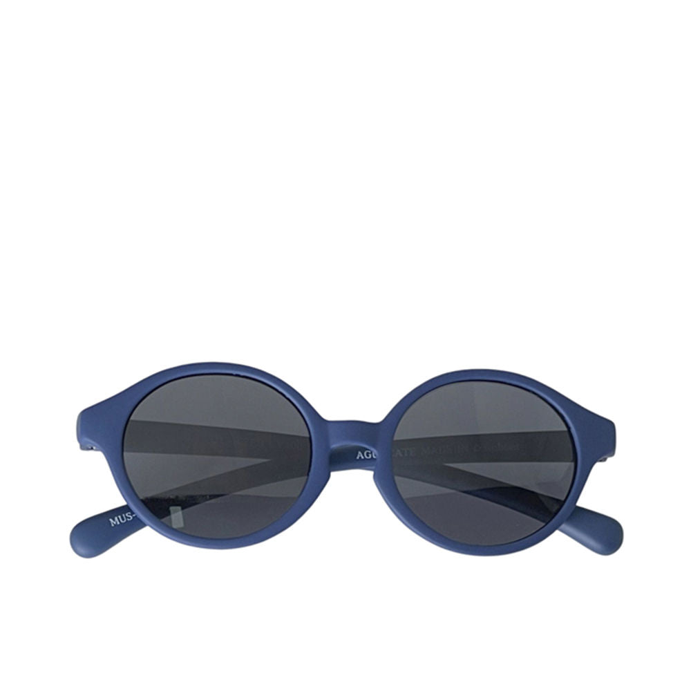 Blue round infant sunglasses, recycled TPE frame, polarised lenses, 39 mm