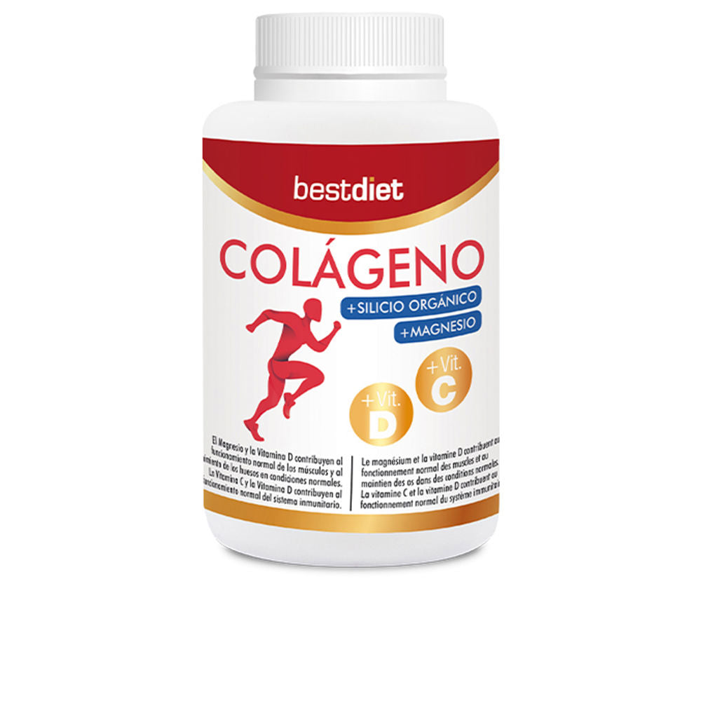 White supplement bottle with 120 capsules; collagen and bamboo silica supplement, Unisex