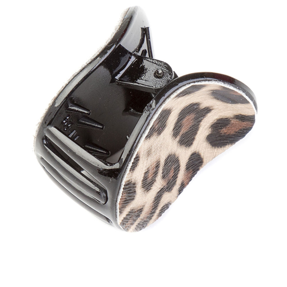 Round 4 cm Inca hair clip with brown animal print, smooth edges