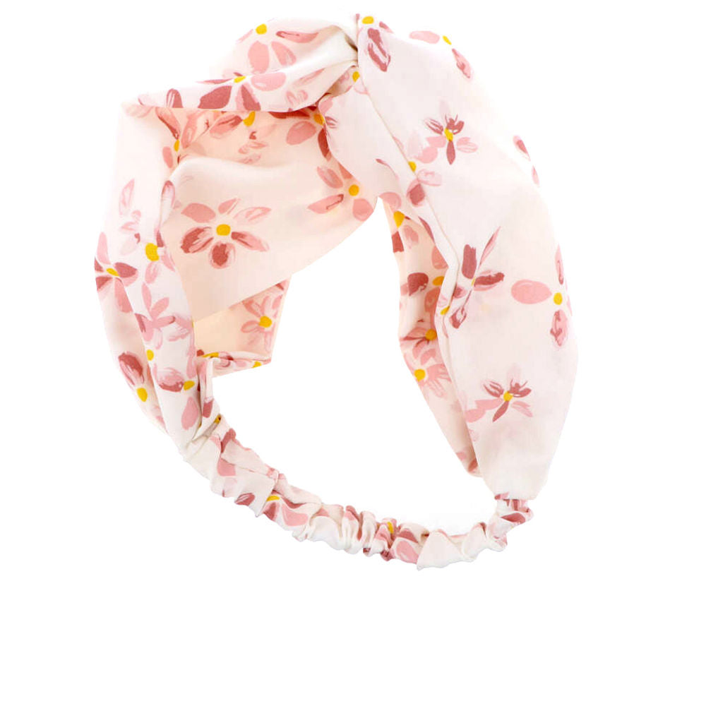 Inca Light pink floral fabric headband with knotted design, elastic back, casual baby and toddler style.