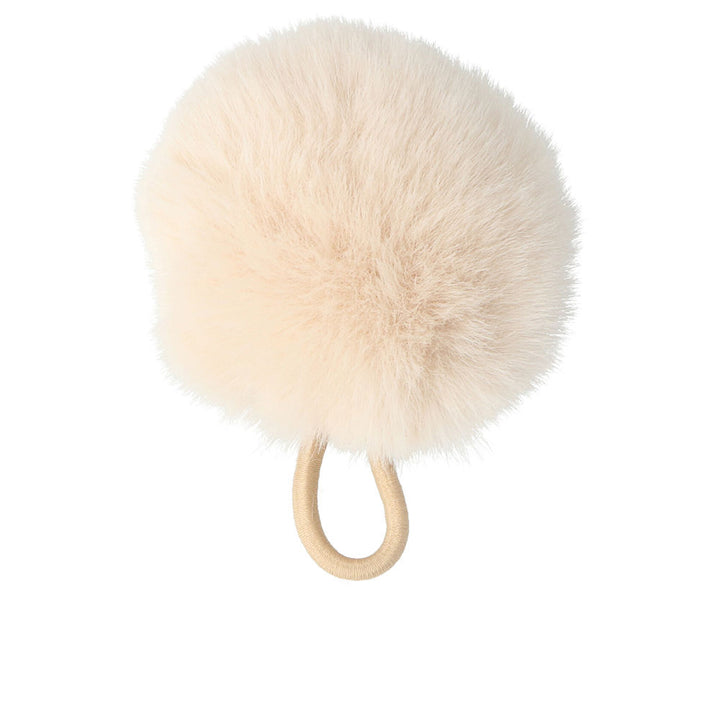 Grey rubber pom-pom on 5 cm polyamide elastic, compact hair tie, Unisex