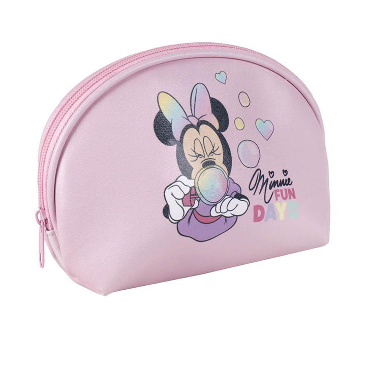 Coated canvas Minnie travel wash pouch, compact rectangular shape, zip closure