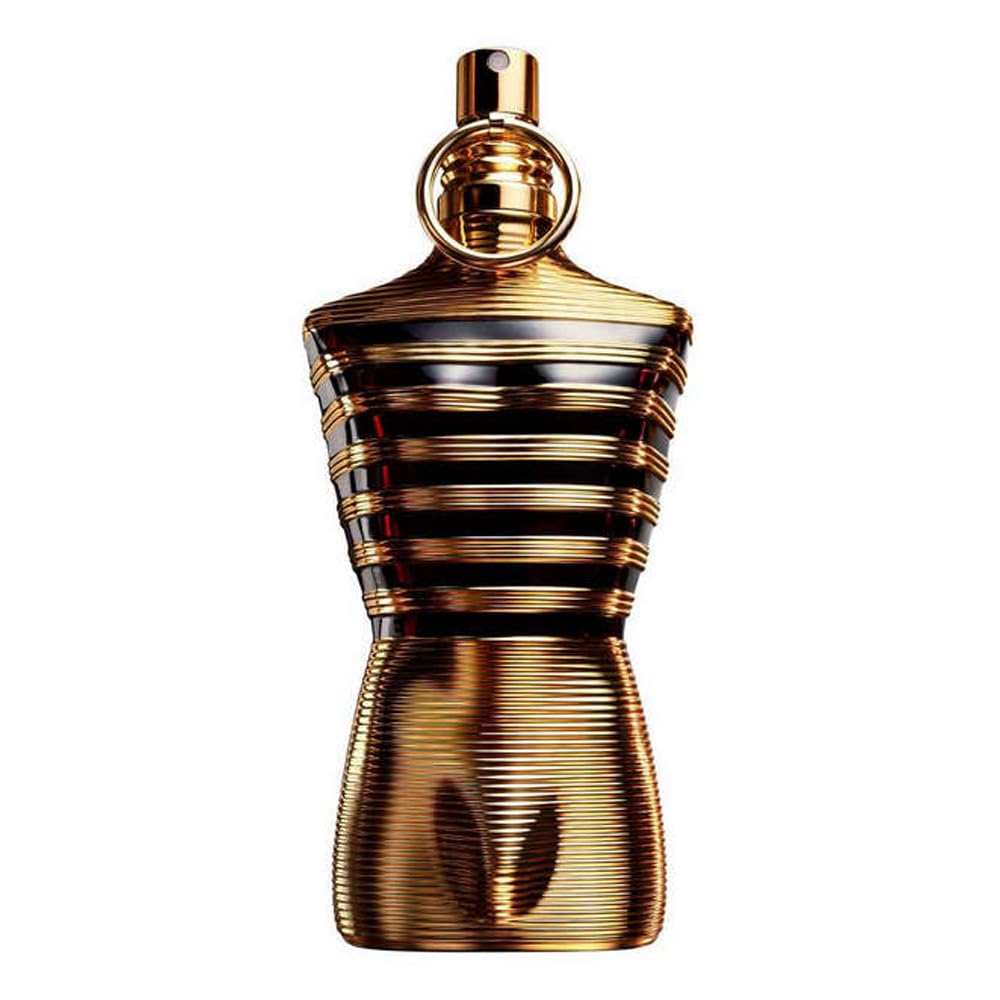 Matte-gold torso perfume bottle, amber-woody parfum, 125 ml