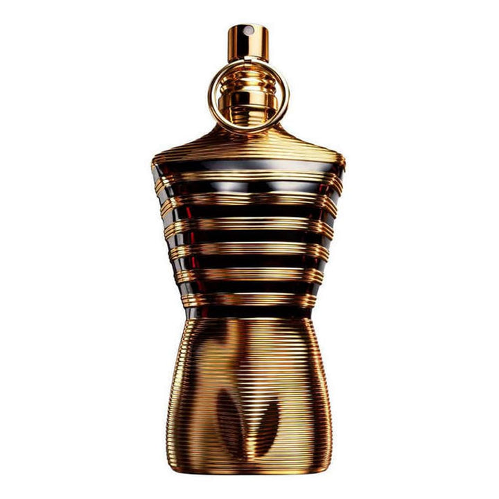 Matte-gold torso perfume bottle, amber-woody parfum, 125 ml