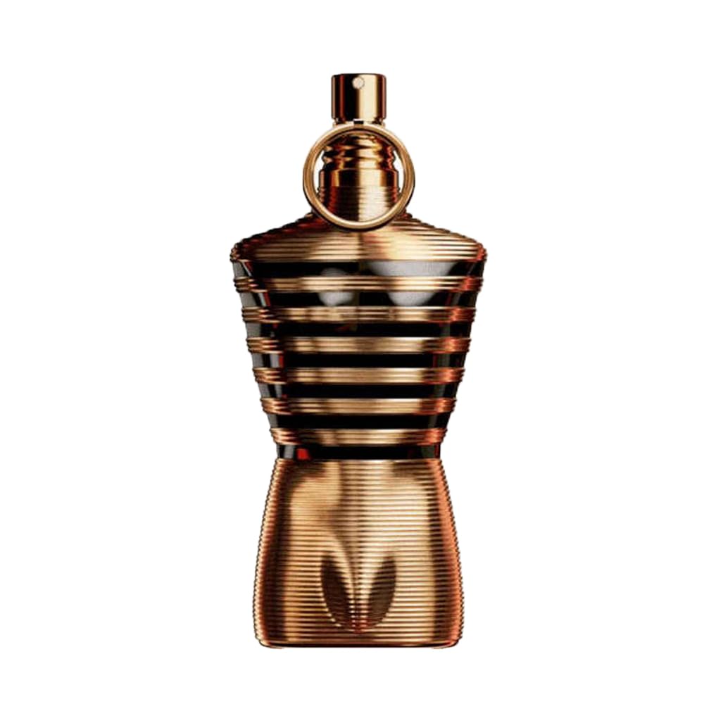 Matte-gold torso perfume bottle, amber-woody parfum, 125 ml
