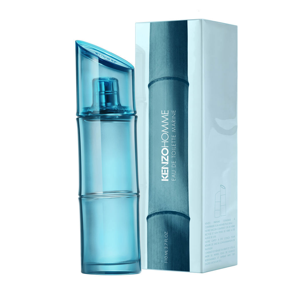Translucent blue-green 110 ml Eau de Toilette bottle; marine, woody notes