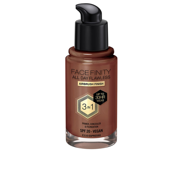 30 ml tube of 3‑in‑1 matte foundation in C110 Espresso, pump applicator