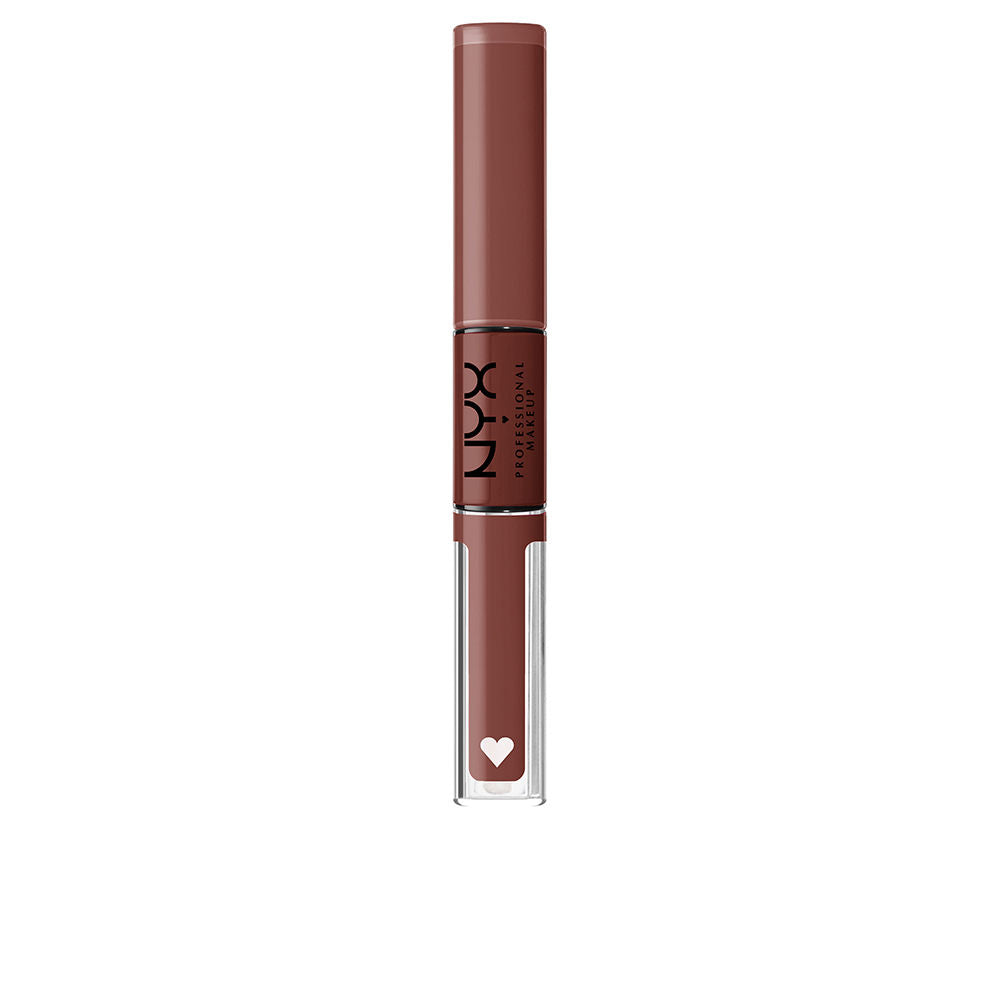 Brown high-shine jojoba lip gloss in 3.4 ml tube with doe-foot applicator