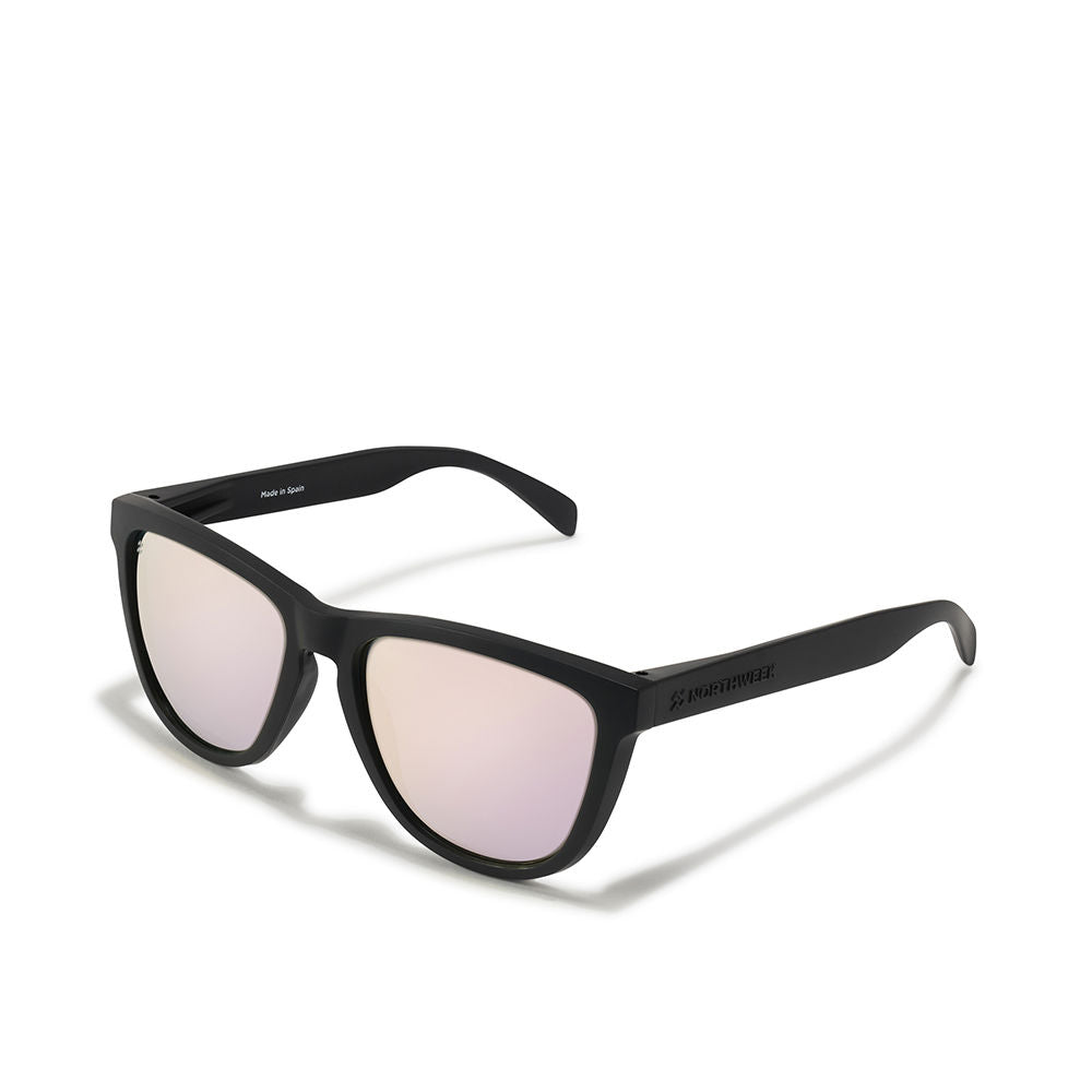 Matte black rectangular nylon sunglasses, polarised lenses, Unisex