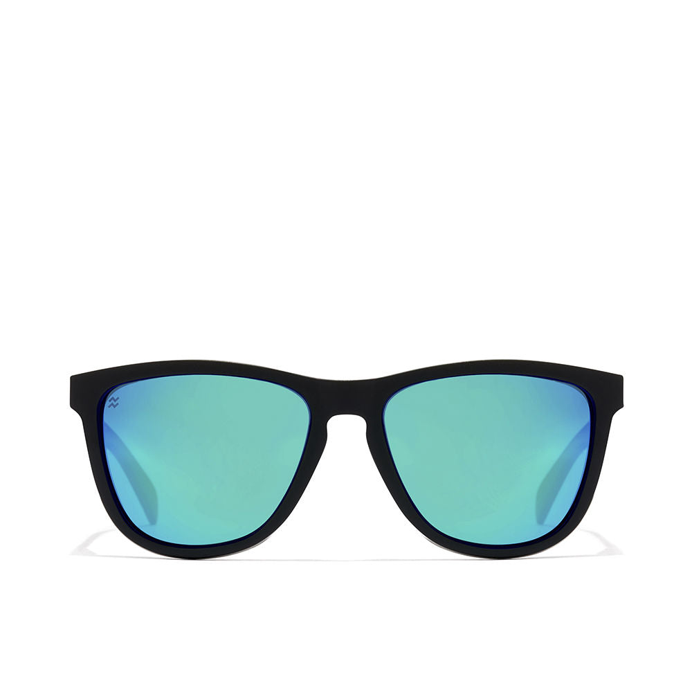 Matte black rectangular nylon sunglasses, polarised lenses, Unisex