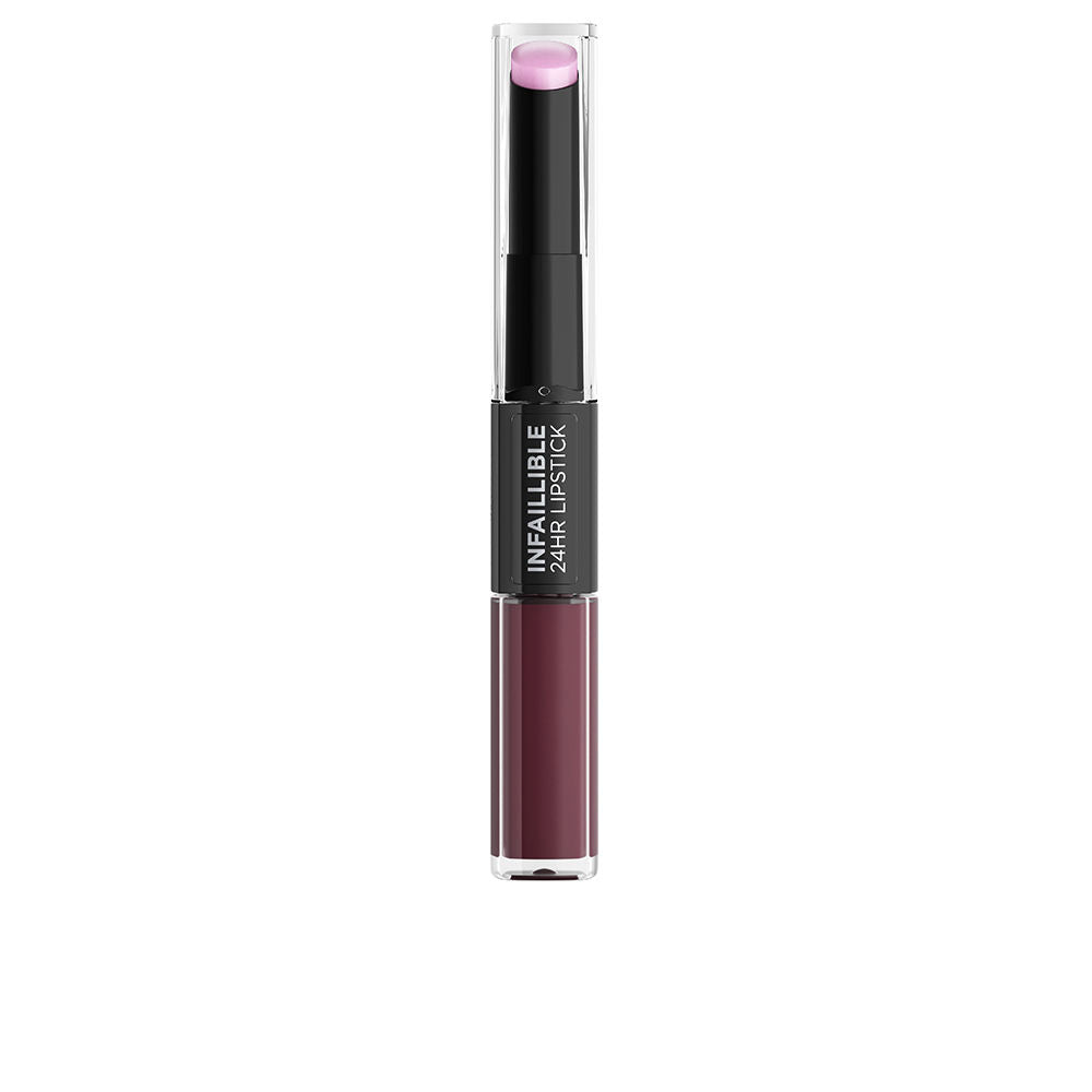 Cream long‑wear lipstick bullet, deep wine shade, 5.7 g packaging