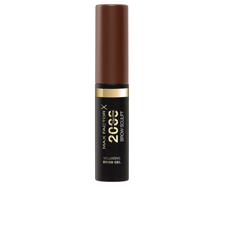 Small tube of volumising brow gel with compact brush, black‑brown shade, 4.5 ml