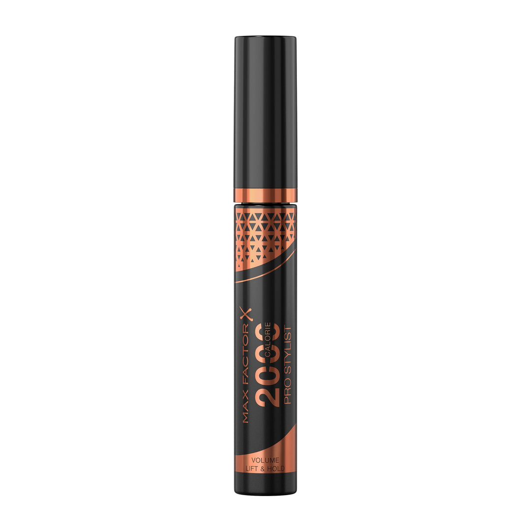 Black curved-brush mascara tube, 9 ml, voluminous finish, Unisex