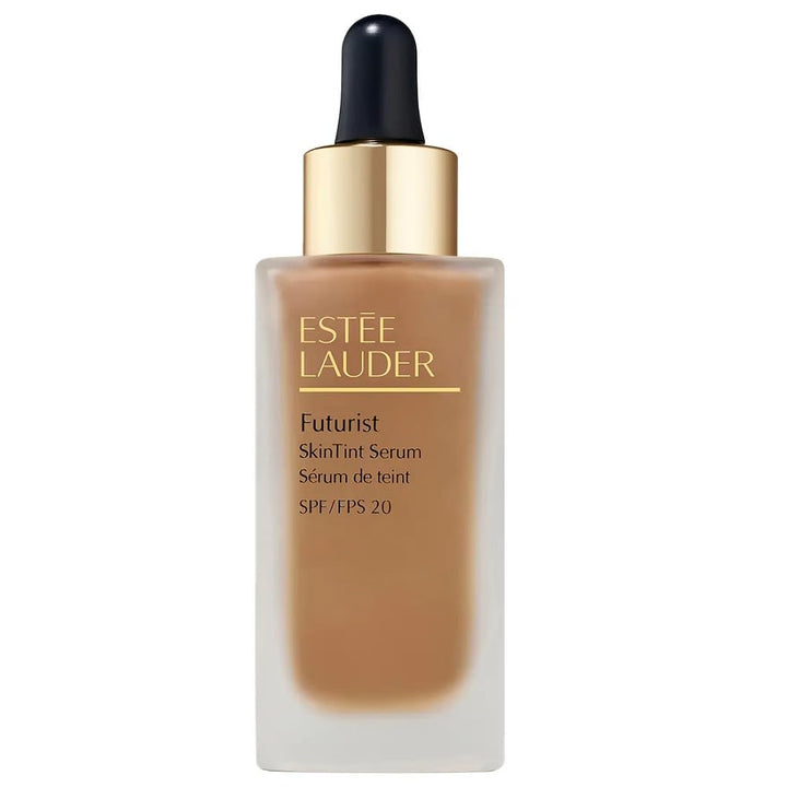 30 ml tinted serum bottle with SPF 20, sheer beige shade, pump dispenser
