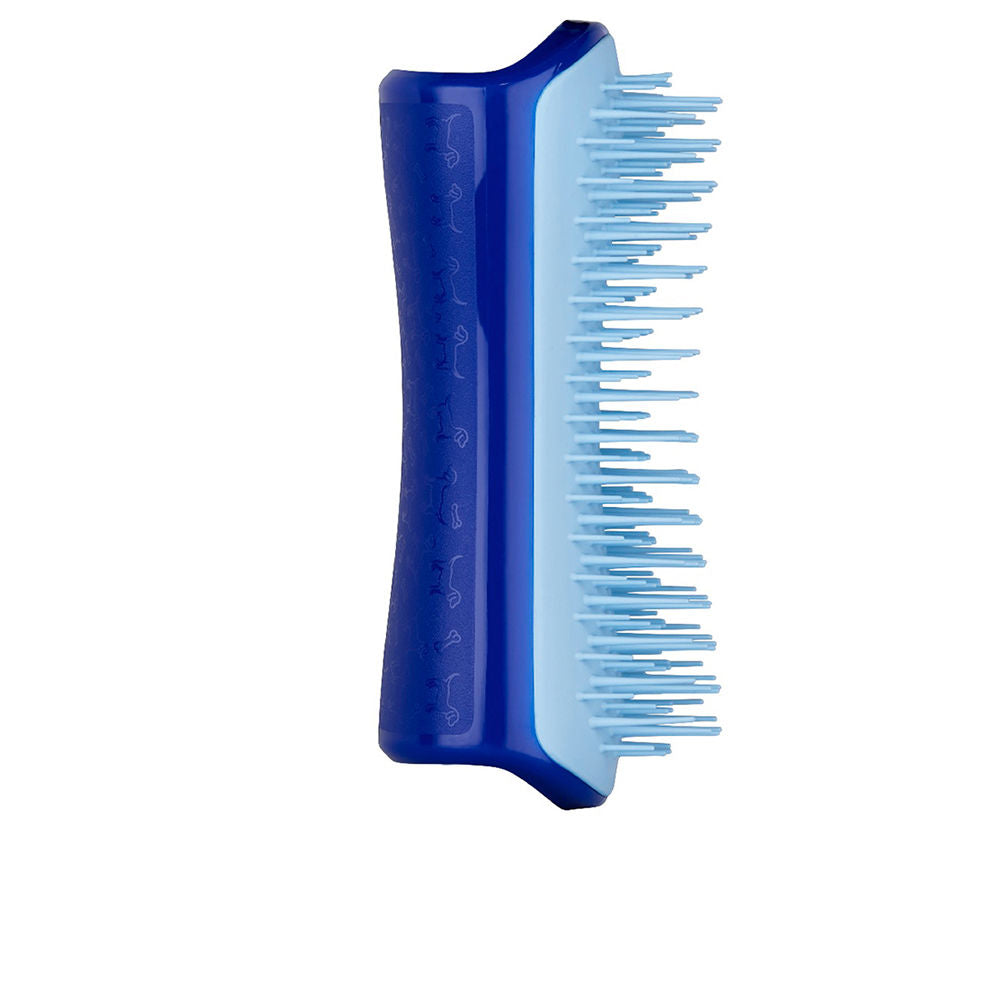 Tangle Teezer Compact blue de-shedding brush with dual-length flexible bristles, ergonomic grip and rounded edges