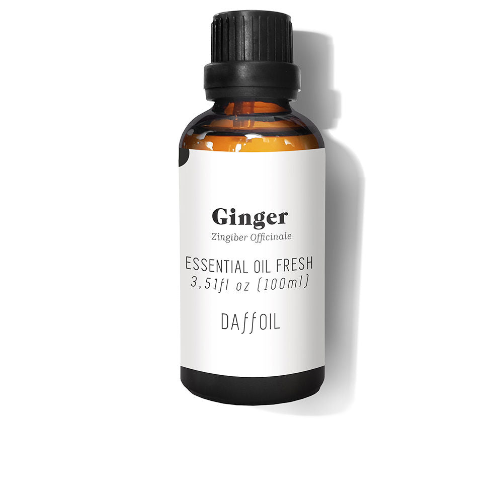 Amber glass bottle of fresh ginger essential oil with label, 100 ml, steam‑distilled