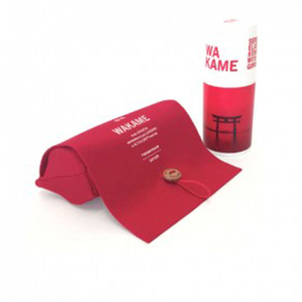 30 ml clear bottle and pouch of Wakame Elastin Keratin Hair Serum, oil-free Unisex formula