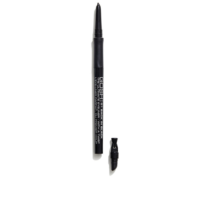 Dual‑ended black eye pencil with sponge smudger and built‑in sharpener, 0.4 g