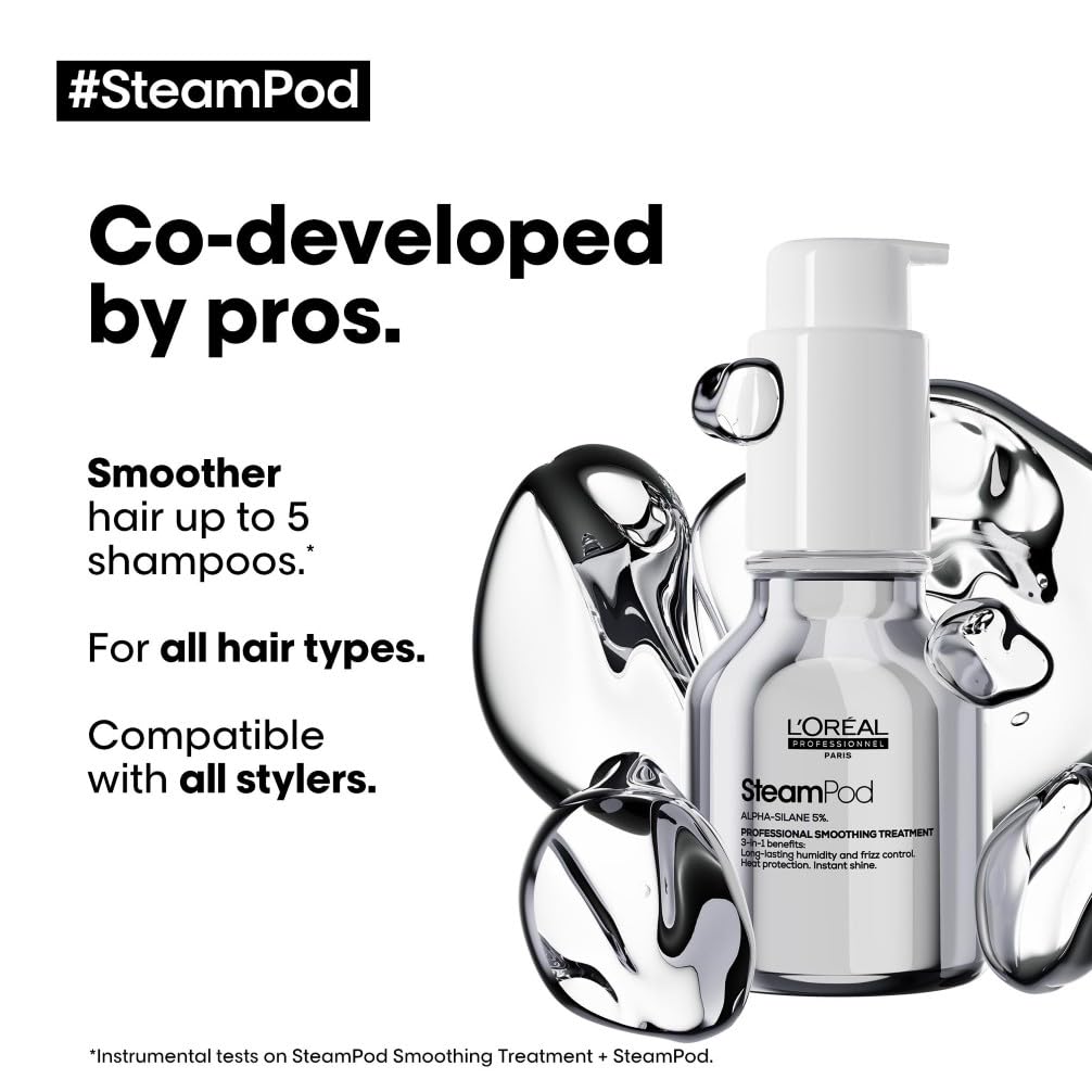 50 ml pump bottle of heat-activated hair protectant, steam-activated formula