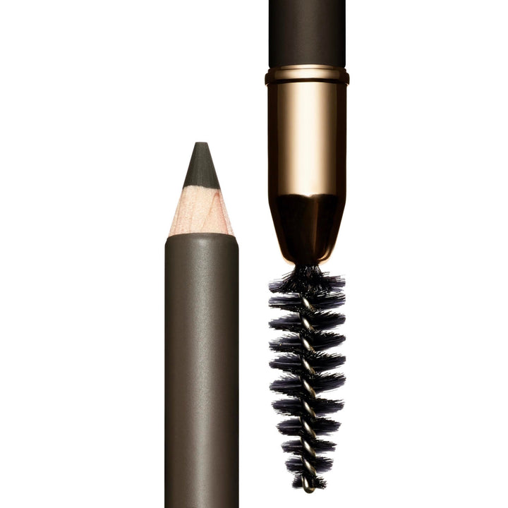 Slim dual-ended brown brow pencil with fine tip and spiral brush, 1.3 g