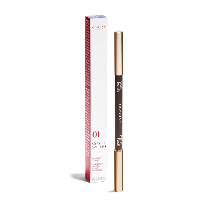 Slim dual-ended brown brow pencil with fine tip and spiral brush, 1.3 g