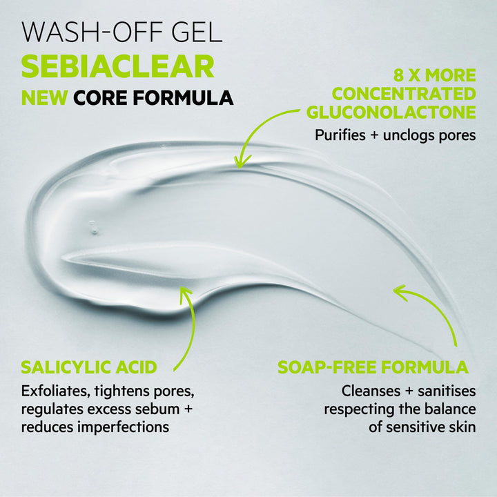 Clear mattifying gel cleanser pump, 400 ml, soap-free formula for oily skin