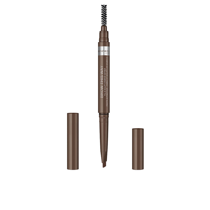 Slim medium-brown brow pencil with integrated spoolie, 0.25 g, retractable tip
