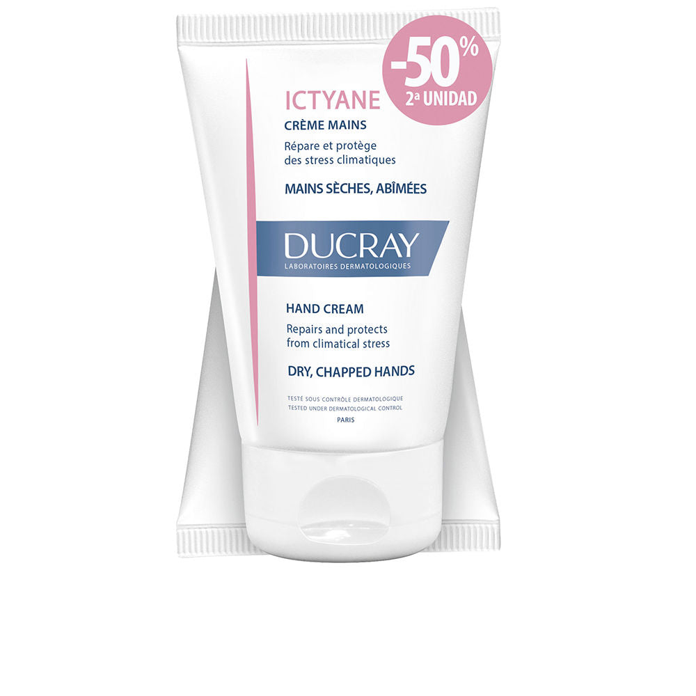Tube of Ducray Ictyane hand cream for rapid, non-greasy hydration and protection