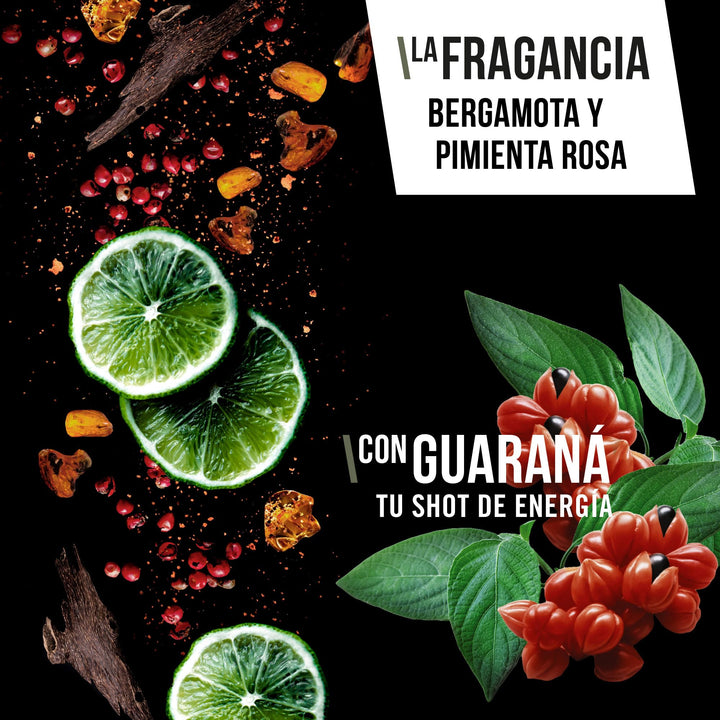 250 ml conditioner bottle, guaraná scent, bergamot and pink pepper notes
