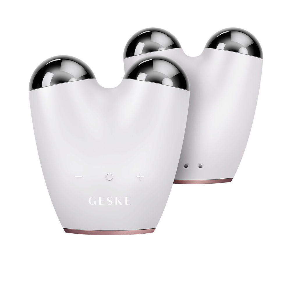 White 6‑in‑1 microcurrent face‑lift pen with app guidance, contour spheres and charging base