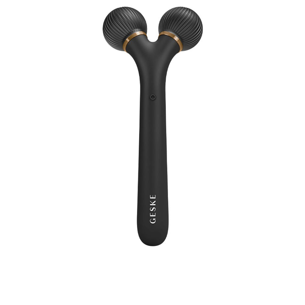 Matte black sonic 4‑in‑1 facial roller with interchangeable heads and app guidance
