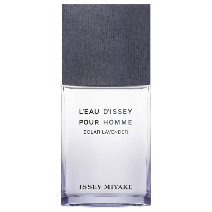 Violet-tinted glass bottle with wooden cap; aromatic woody-aquatic fragrance, 50 ml