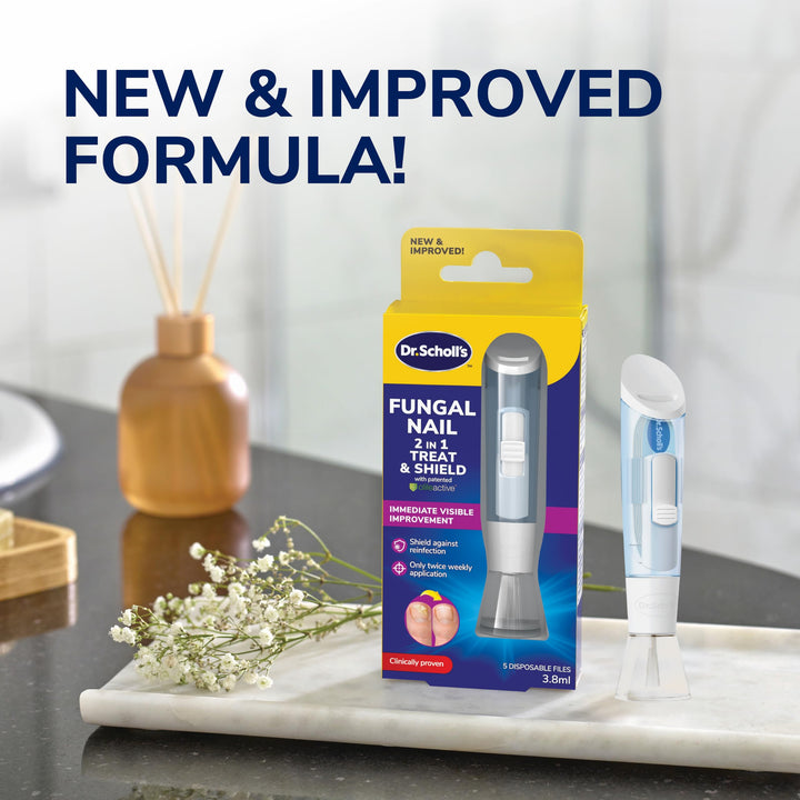 Scholl anti-fungal nail treatment kit with file and brush applicator for targeted care