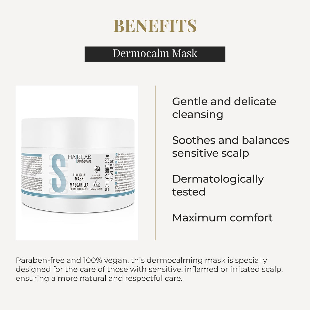 Tube of Dermocalm hydrating repair hair mask, 250 ml, for dry damaged hair