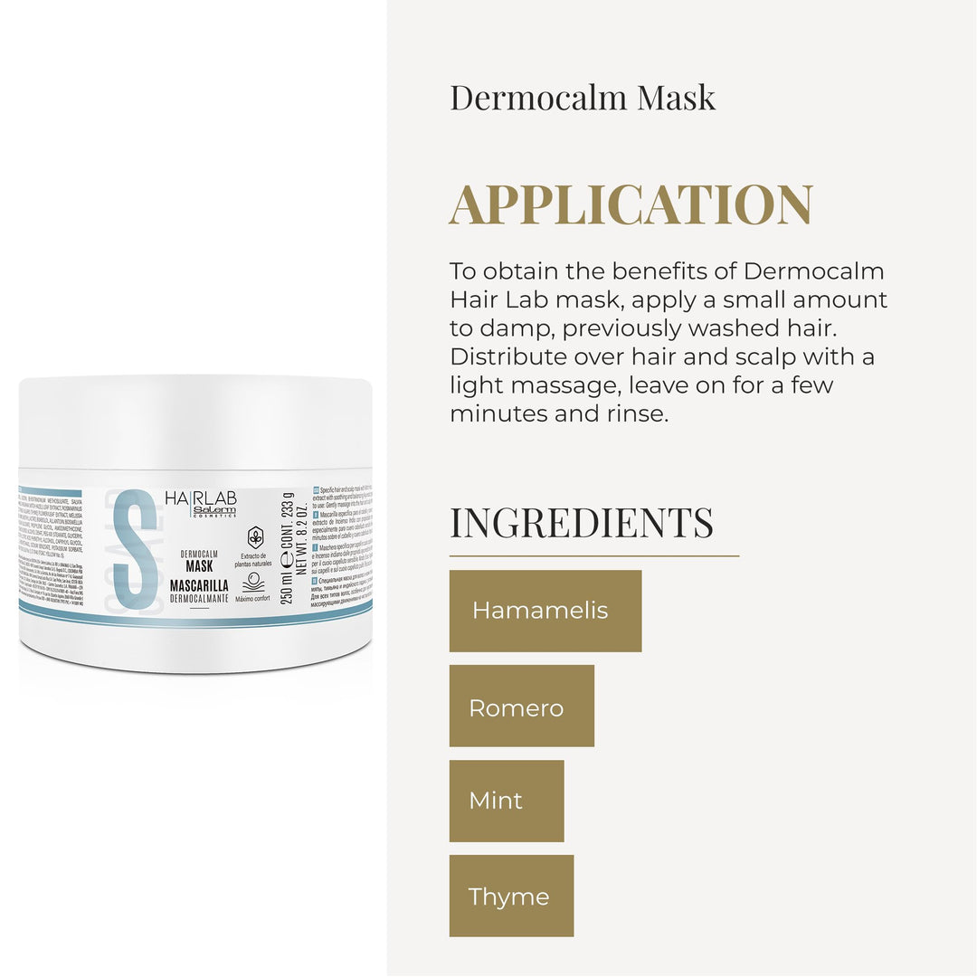 Tube of Dermocalm hydrating repair hair mask, 250 ml, for dry damaged hair