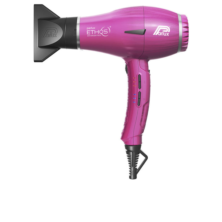 Fuchsia professional hair dryer with digital display, concentrator and swivel cable