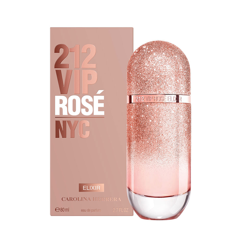 Pink glitter-gradient bottle of 212 VIP Rosé Elixir by Carolina Herrera