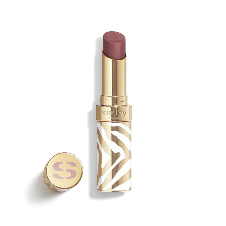 Refillable gold-and-white zebra lip balm with creamy pink-tint, 1 unit, Unisex