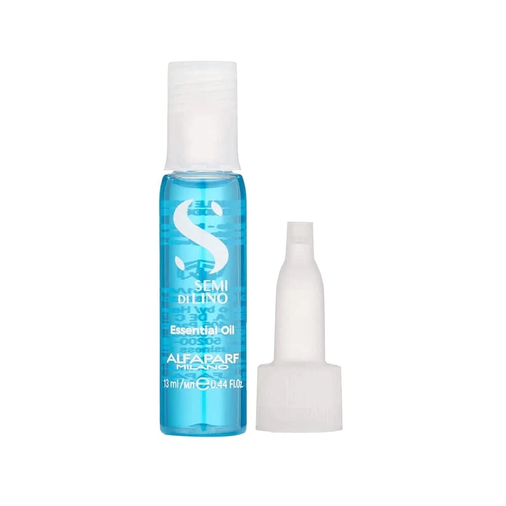 Small treatment oil vial, golden fluid, linseed extract mention, 13 ml
