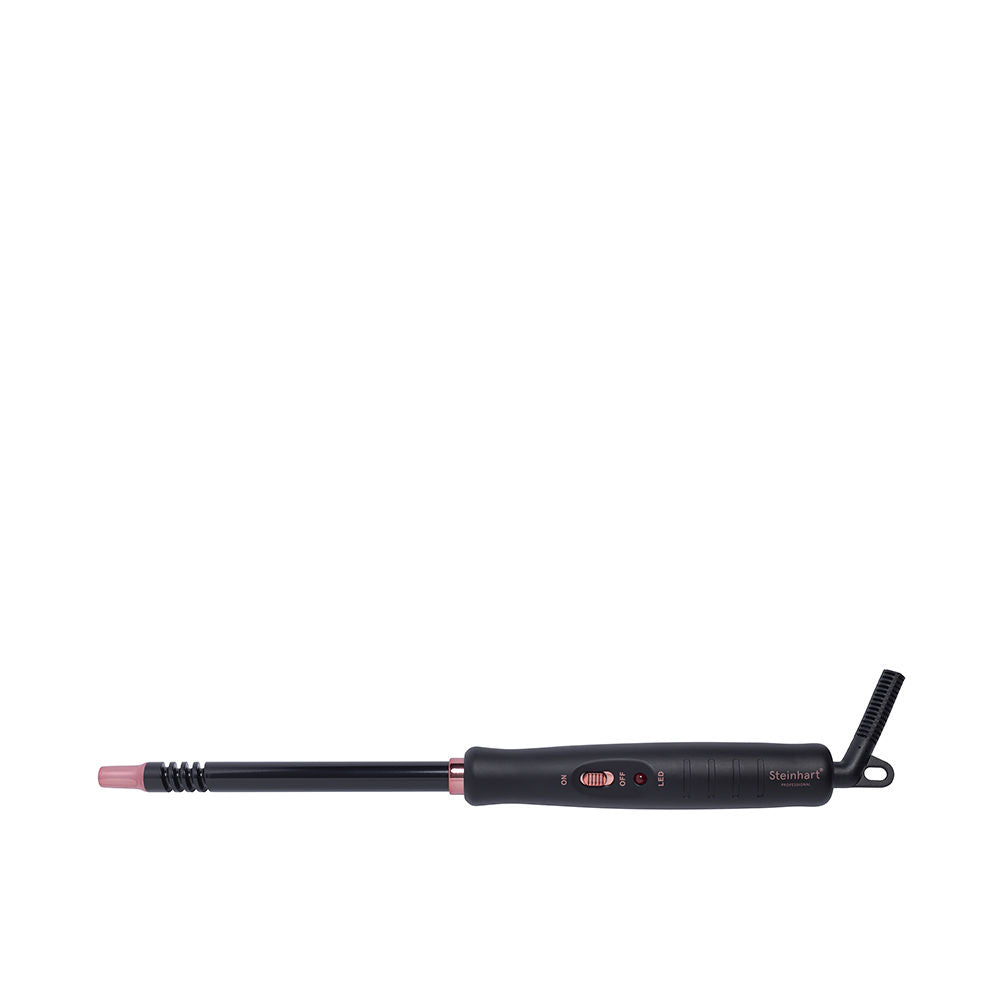 Black 13 mm spiral-tip ceramic curling iron with ergonomic handle and swivel cord