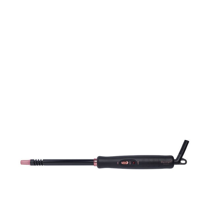 Black 13 mm spiral-tip ceramic curling iron with ergonomic handle and swivel cord