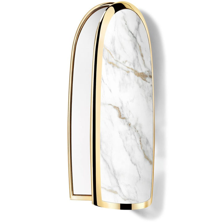 Refillable jewel lipstick in gilt case with concealed double mirror, satin and velvet finishes
