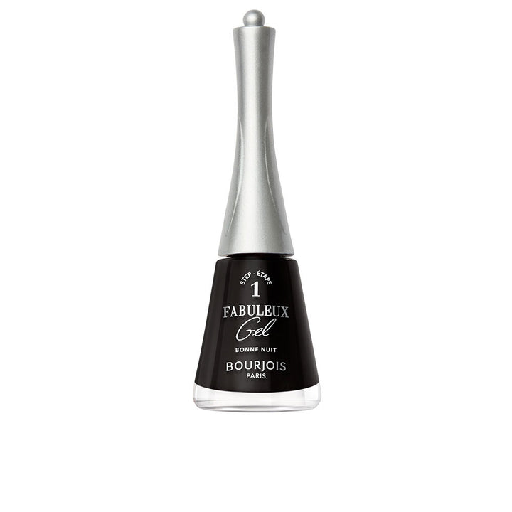 Small bottle of black gel-effect nail polish, 9 ml, wide brush visible