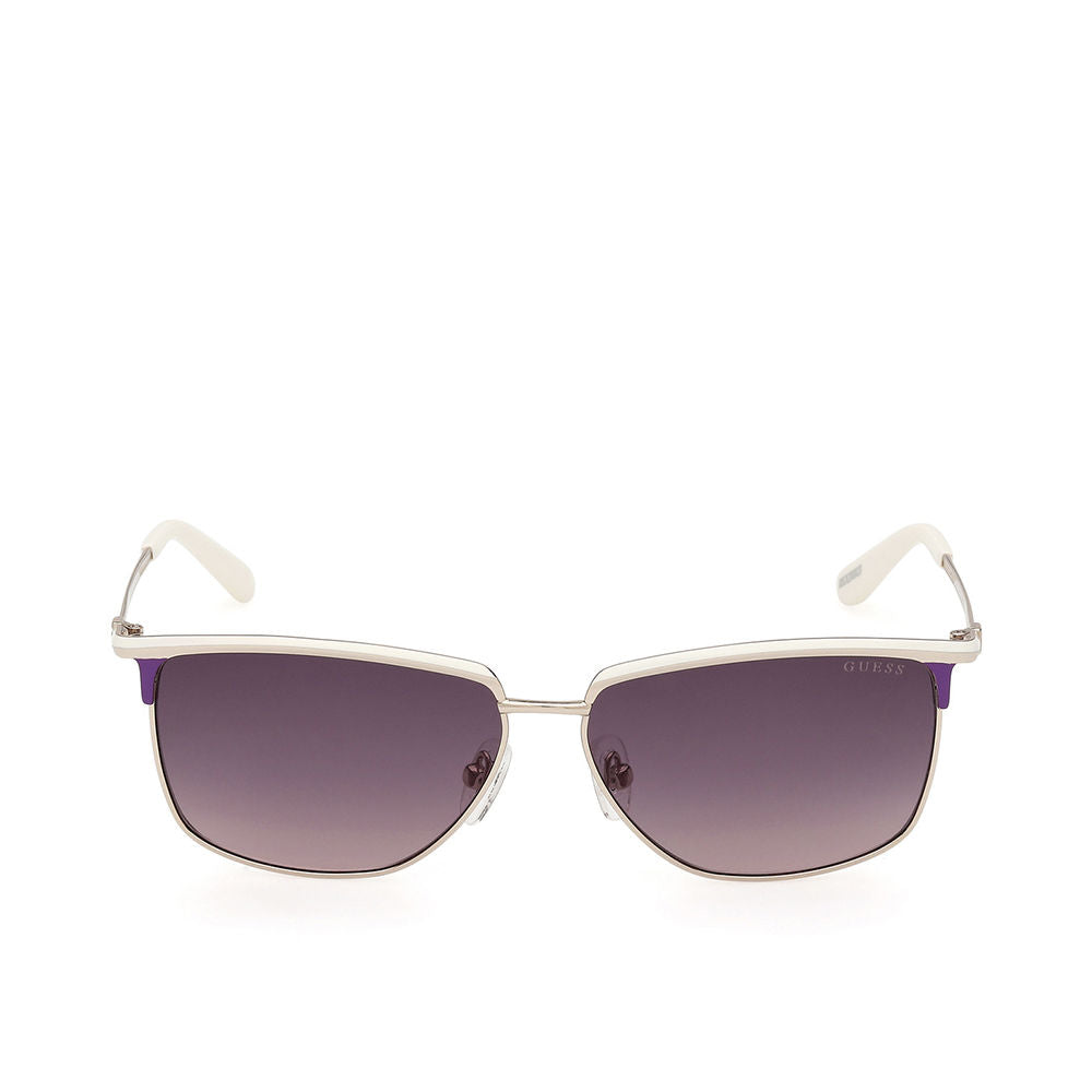 Beige rectangular metal sunglasses for Women, 56 mm lenses, slim temples