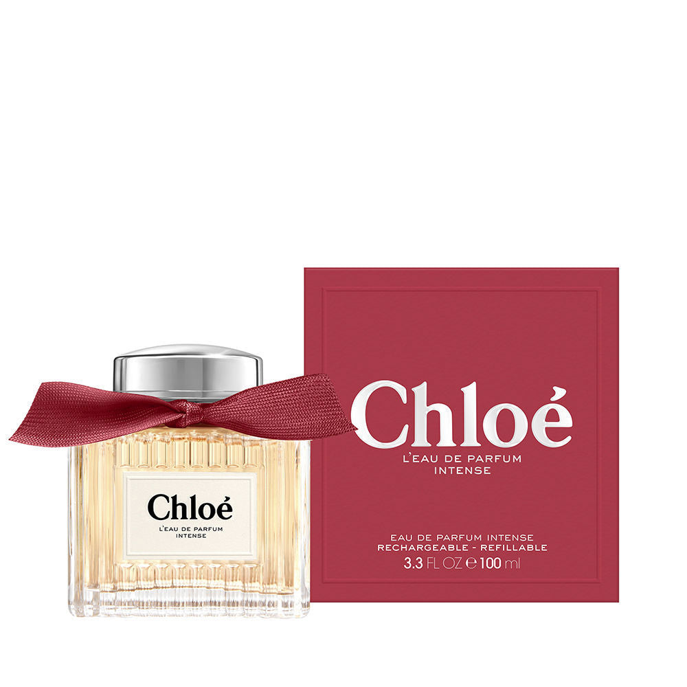 Pleated glass perfume bottle with garnet ribbon and matte label, 100 ml refillable