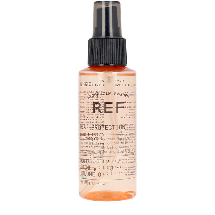 Slim 100 ml spray bottle of thermal protectant for hair, labelled for Women, vegan