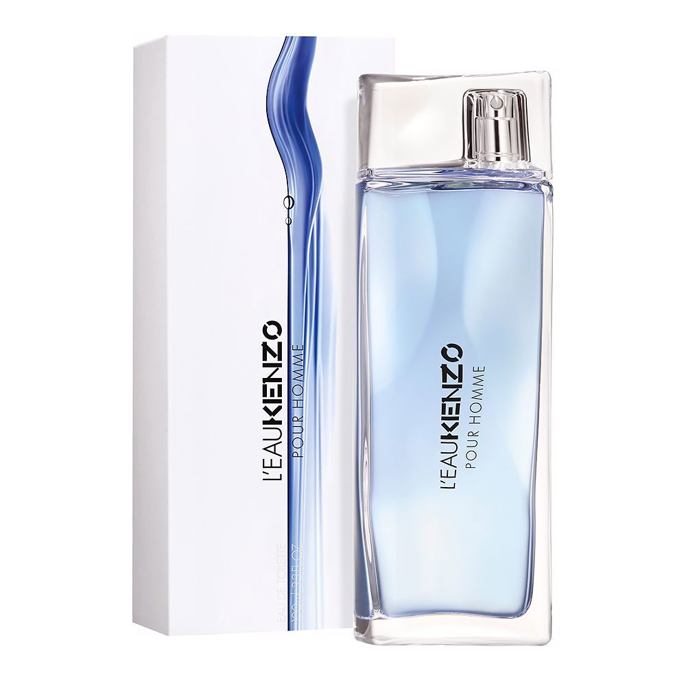 Clear glass bottle with gentle wave reliefs; fresh aquatic citrus fragrance for Man, 100 ml
