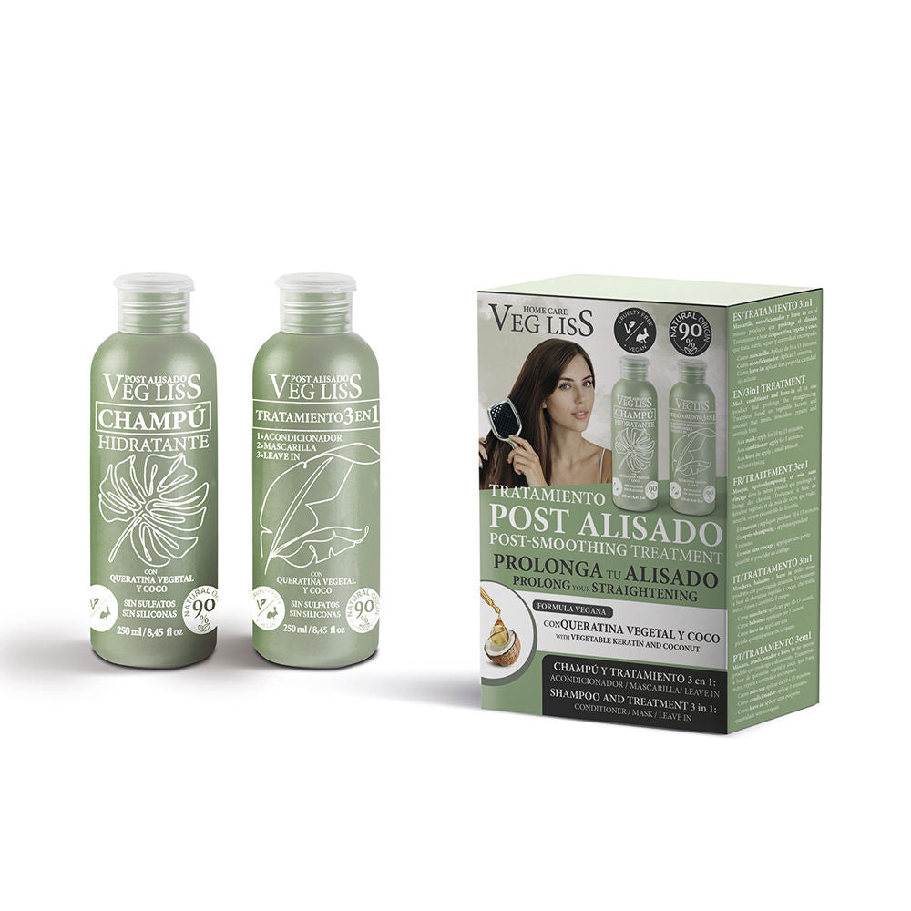 Two-piece Unisex post-straightening hair kit with hydrating treatment and shampoo