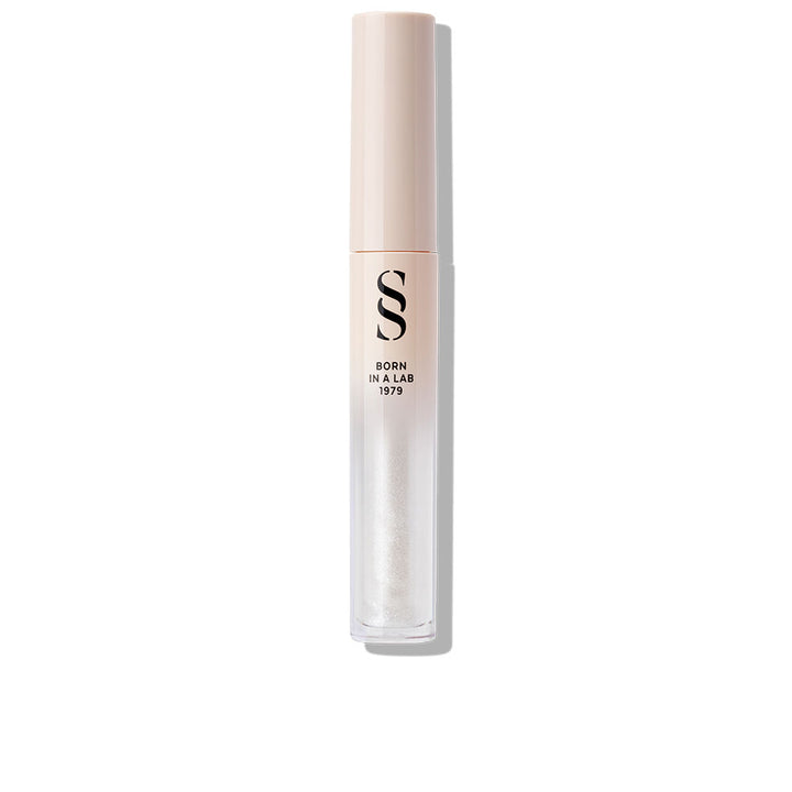 Sensilis Minimalist plastic cylindrical lip gloss tube with screw cap, transparent lower section showing light beige product